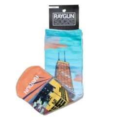 Hancock Building Colorized Socks - Orange/Blue