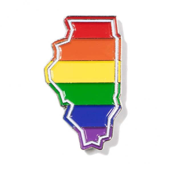 Rainbow Illinois Outline Enamel Pin 3 Rainbow Illinois Outline Enamel Pin