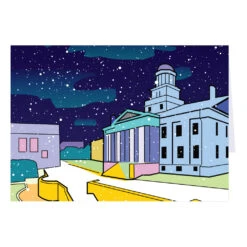 Iowa City Old Capitol Holiday Illustration Greeting Card