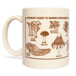 Midwestern Mushrooms Mug - Creme -Raygunsite Store Midwestern Mushrooms Mug Creme Left