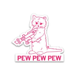 Pew Pew Pew Pink Outline Die-Cut Sticker