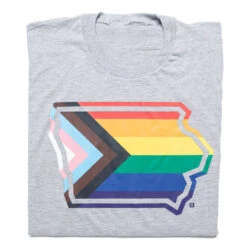 Iowa Outline Progress Pride Flag