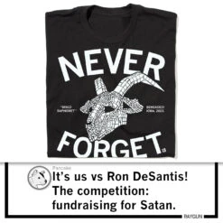 Never Forget Disco Baphomet -Raygunsite Store RAYGUNNeverForgetShirtImage