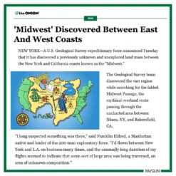 The Onion: Midwest Discovered! -Raygunsite Store RAYGUNSquareMidwestDiscoveredInfoPost