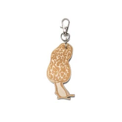 Morel Mushroom Wood Keychain