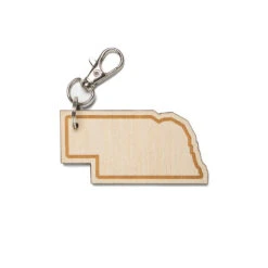 Nebraska Outline Wood Keychain