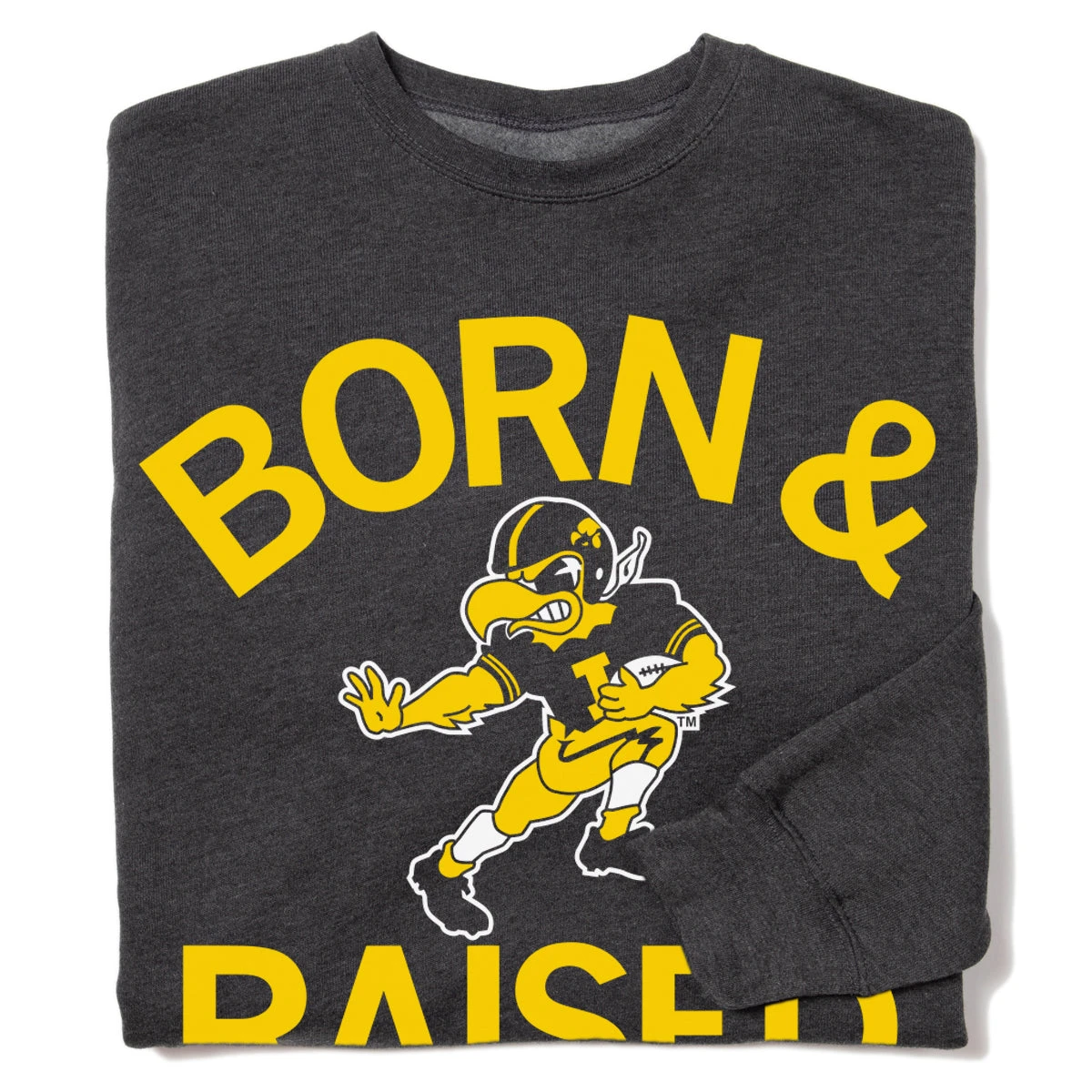 Hawkeyes Born & Raised Vintage Charcoal Crew Sweatshirt 3 Hawkeyes Born & Raised Vintage Charcoal Crew Sweatshirt
