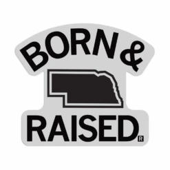 NE Born & Raised Grey Die-Cut Sticker