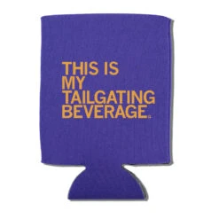 My Tailgating Beverage Can Cooler -Raygunsite Store can cooler raygun tailgating beverage gold on purple