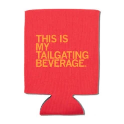 My Tailgating Beverage Can Cooler -Raygunsite Store can cooler raygun tailgating beverage gold on red