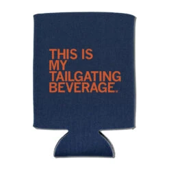 My Tailgating Beverage Can Cooler -Raygunsite Store can cooler raygun tailgating beverage orange on navy