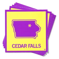 Cedar Falls, Iowa Outline Sticker - Purple & Gold