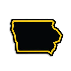 Iowa Outline Black & Gold Die-Cut Sticker