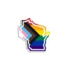 Wisconsin Outline Progress Pride Flag Die-Cut Sticker -Raygunsite Store raygun sticker pride WI