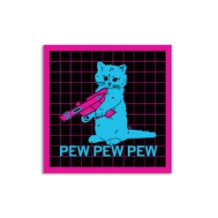 Pew Pew Pew Vaporwave Black Sticker